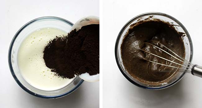 tambahkan kopi dan aduk