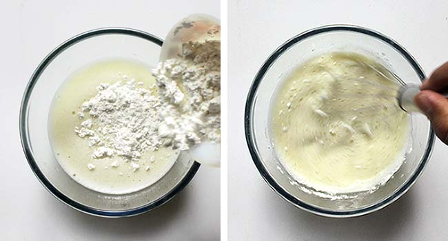 masukkan tepung dan aduk