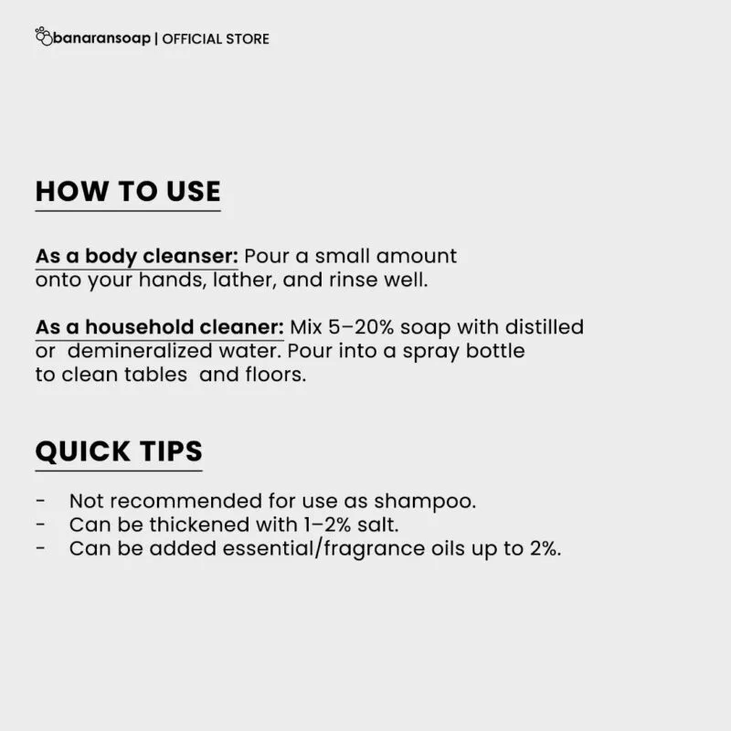 Liquid Castile Soap Base Low Foam